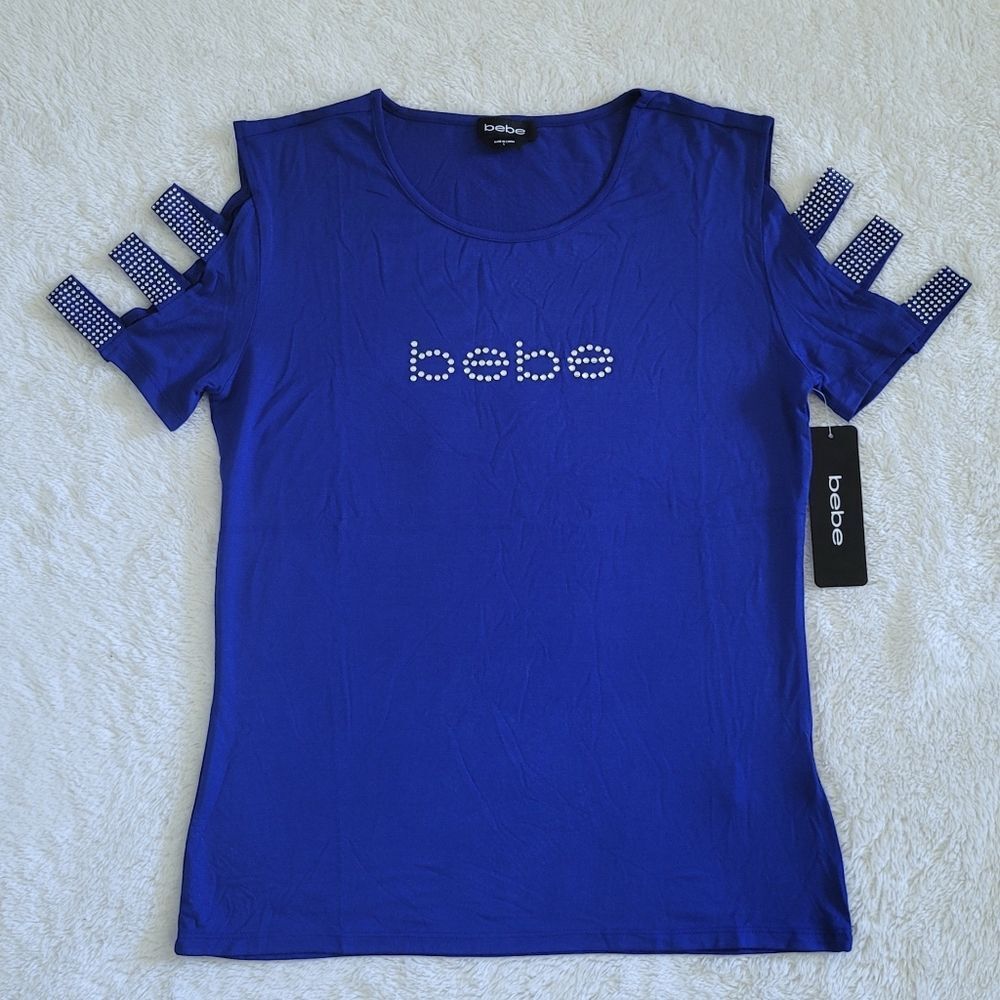 bebe Blue💙 Top with Cutout✂️ Sleeve Detail - NWT